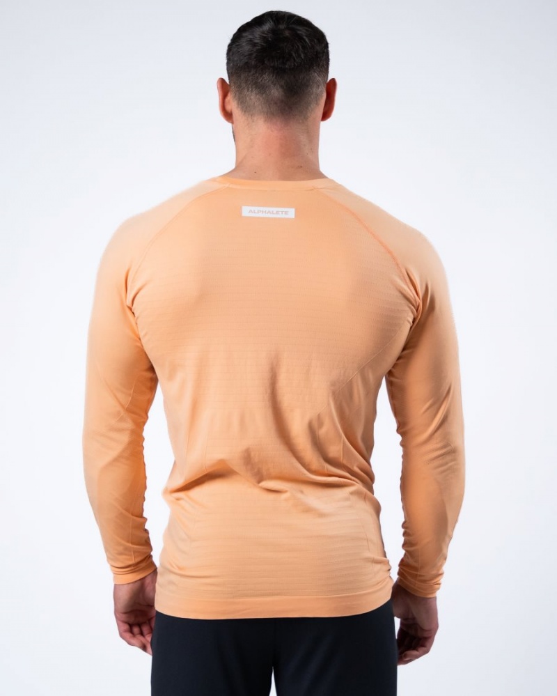 Men's Alphalete Hero Long Sleeve Tee Shirts Cheeky Coral | 0723-VAZBI