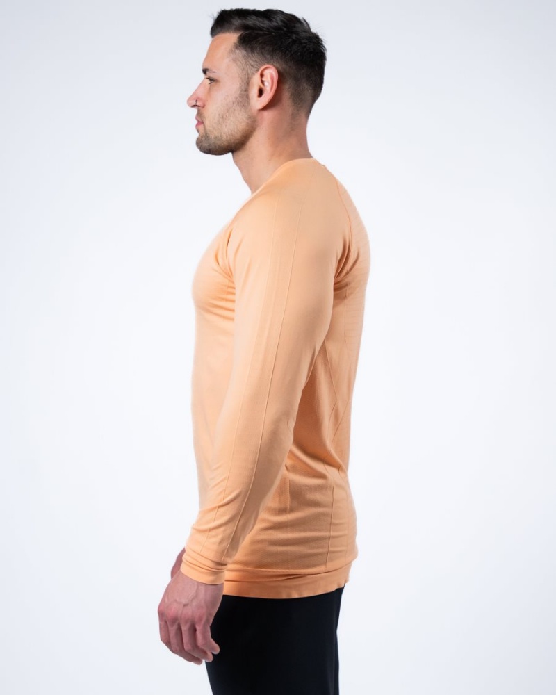 Men's Alphalete Hero Long Sleeve Tee Shirts Cheeky Coral | 0723-VAZBI