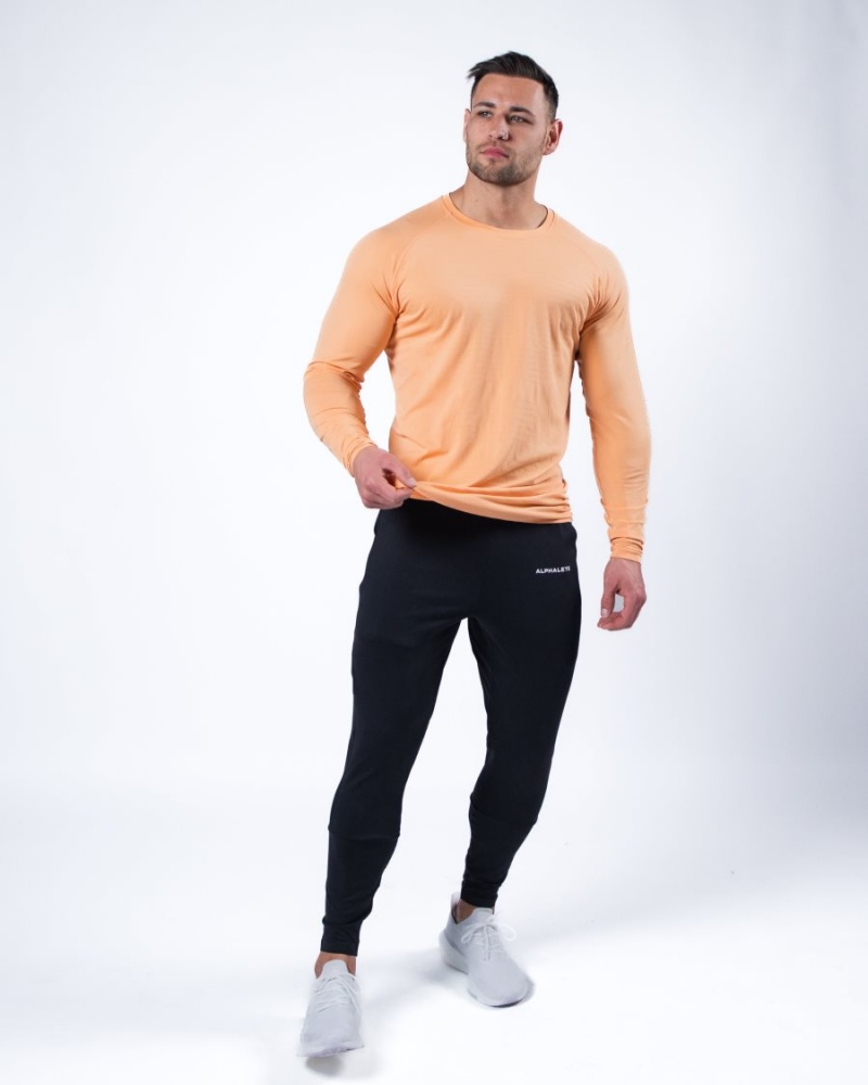 Men's Alphalete Hero Long Sleeve Tee Shirts Cheeky Coral | 0723-VAZBI