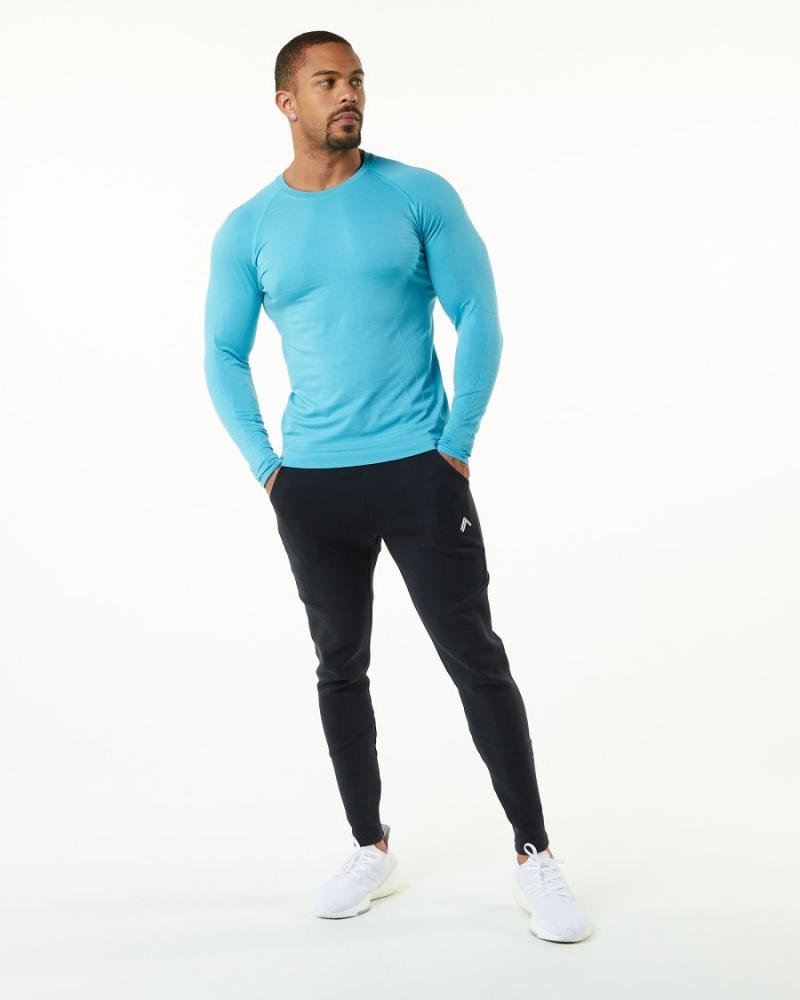 Men's Alphalete Hero Long Sleeve Tee Shirts Faded Ocean | 2691-MSDRP