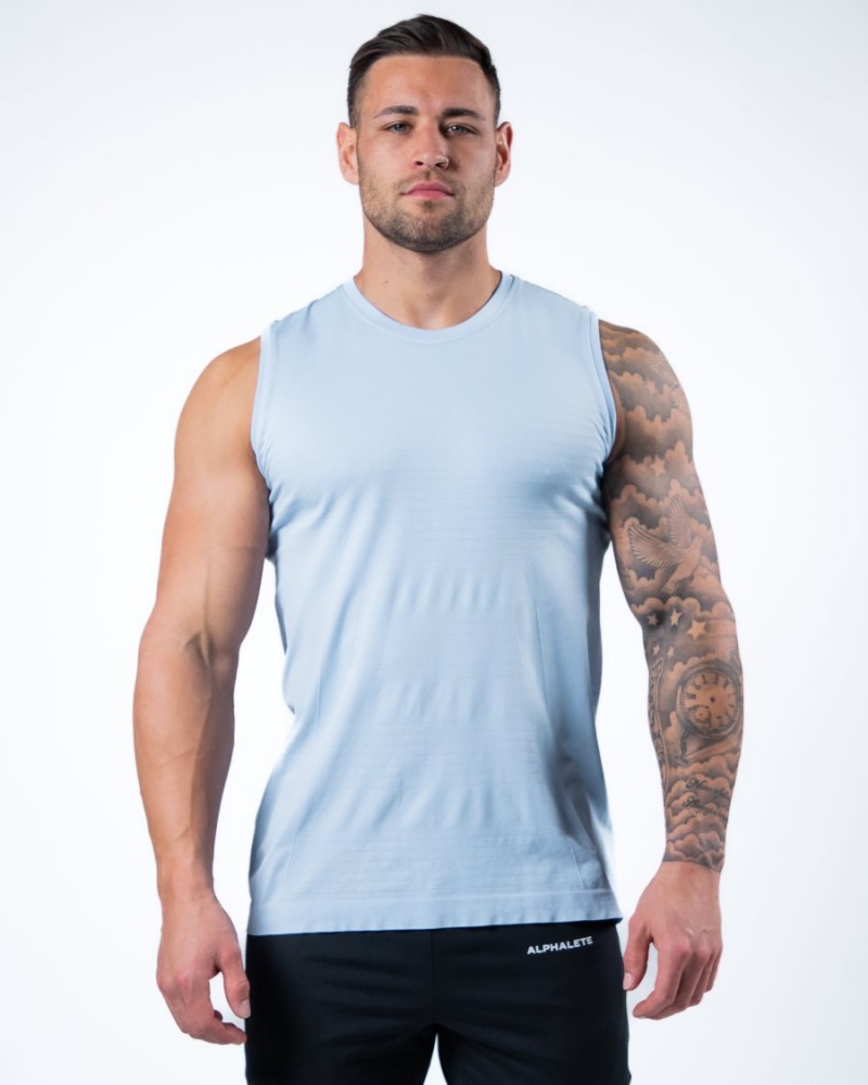 Men\'s Alphalete Hero Tank Tanks Ice Blue | 1032-YTWIA