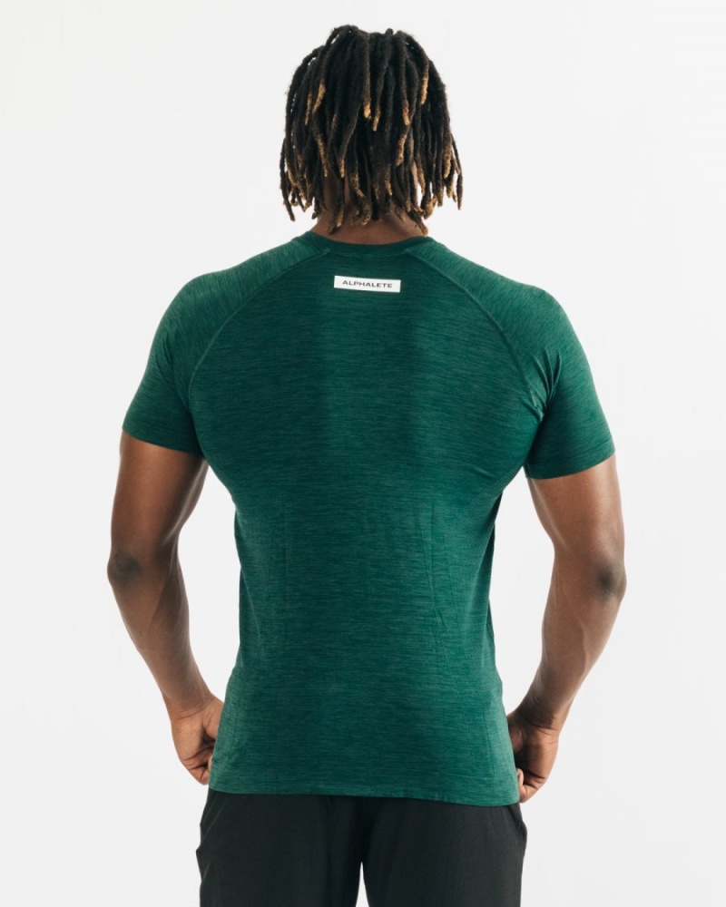 Men's Alphalete Hero Tee Shirts Darkest Pine | 3214-LBYCE