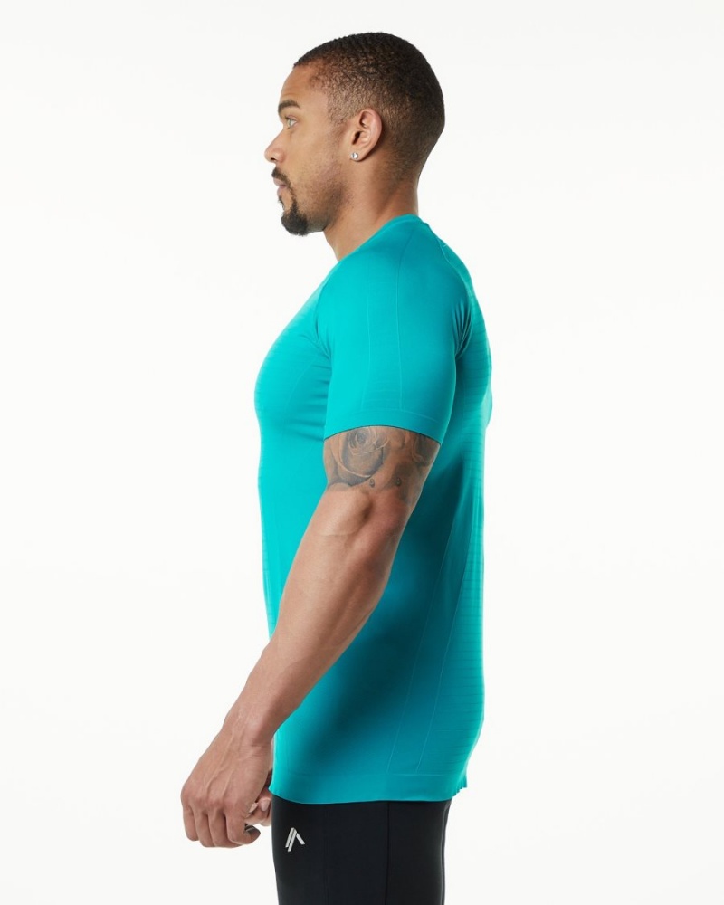 Men's Alphalete Hero Tee Shirts Ocean | 2760-VJYZA