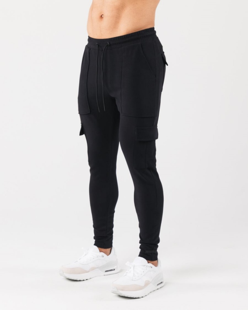 Men's Alphalete Identity Cargo Jogger Black | 7831-ARUOE