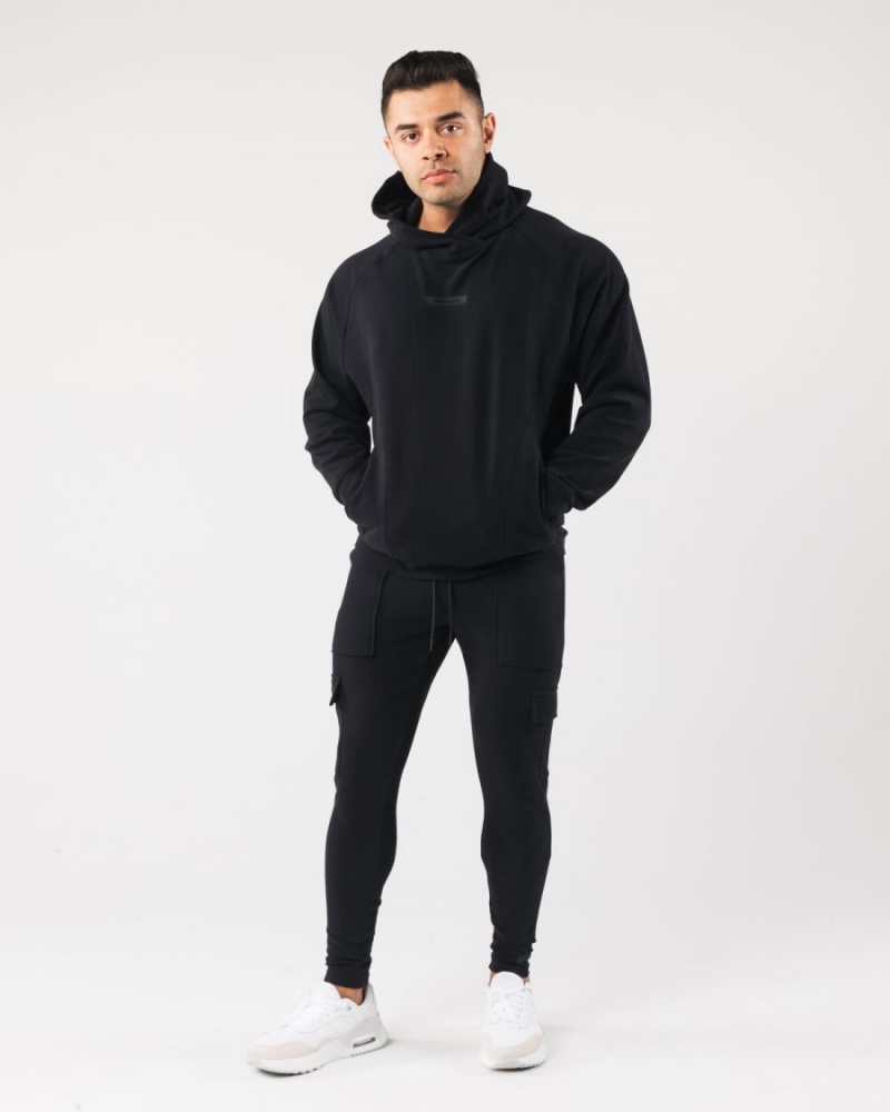 Men's Alphalete Identity Cargo Jogger Black | 7831-ARUOE