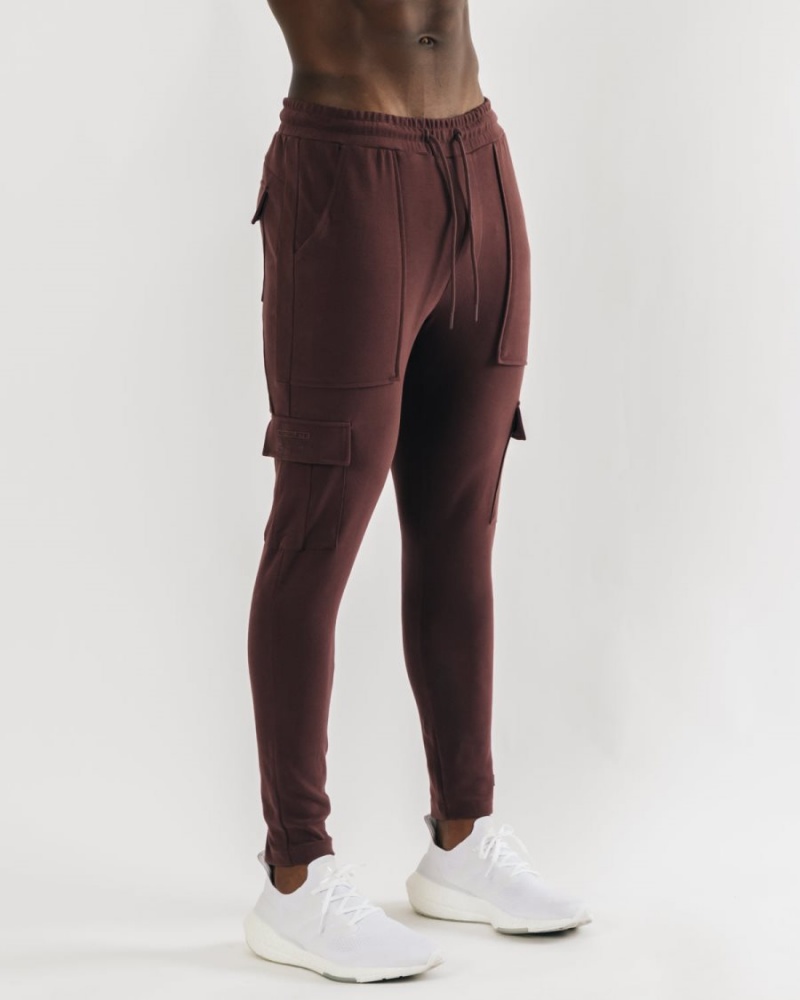 Men's Alphalete Identity Cargo Jogger Mahogany | 9512-AFUTV