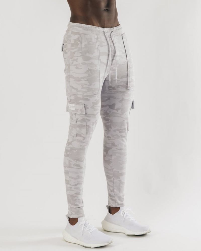 Men's Alphalete Identity Cargo Jogger Silver Camo | 7649-QDEVG