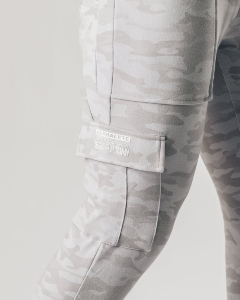 Men's Alphalete Identity Cargo Jogger Silver Camo | 7649-QDEVG