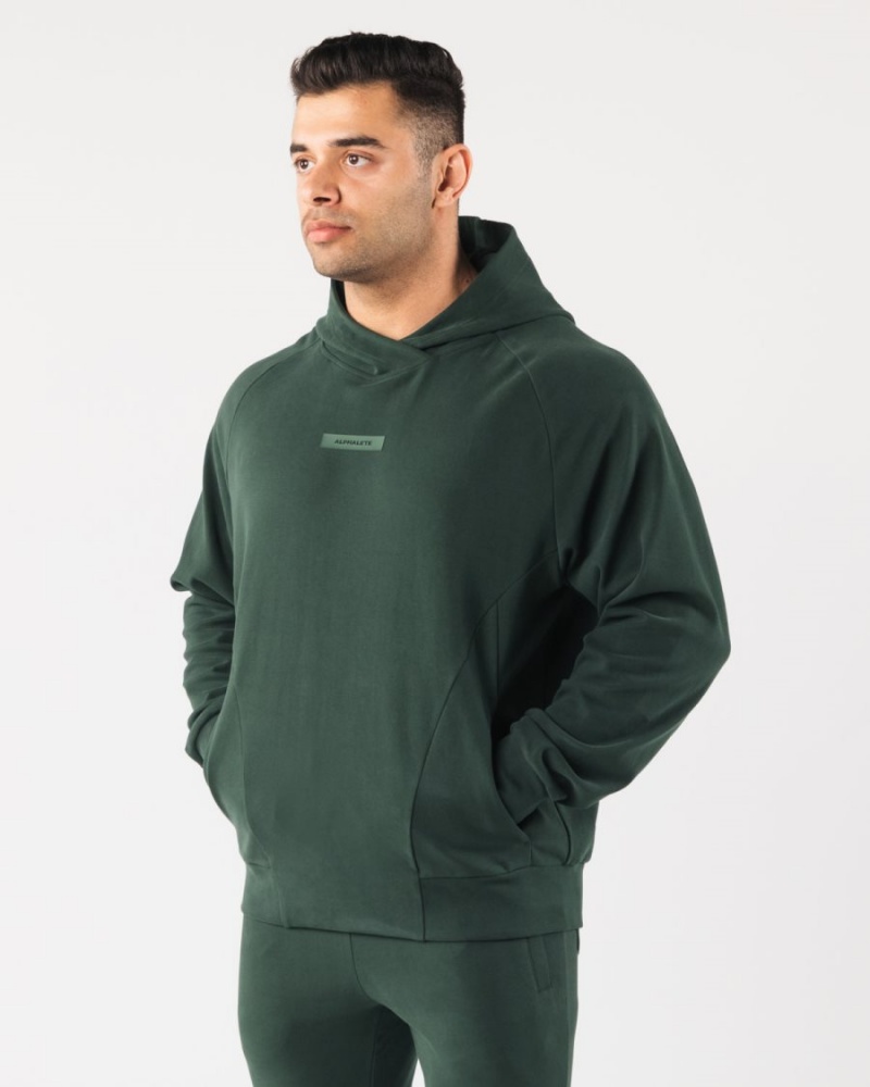 Men's Alphalete Identity Pro Hoodie Hoodie Evergreen | 5307-SYLVG