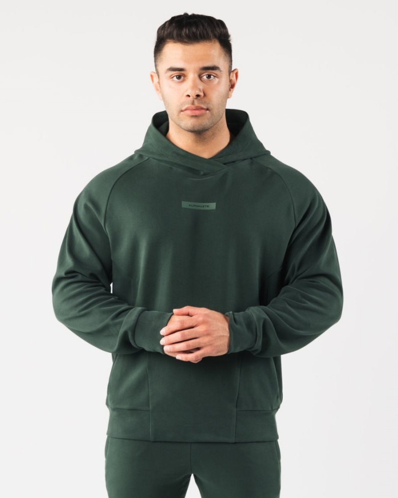 Men\'s Alphalete Identity Pro Hoodie Hoodie Evergreen | 5307-SYLVG