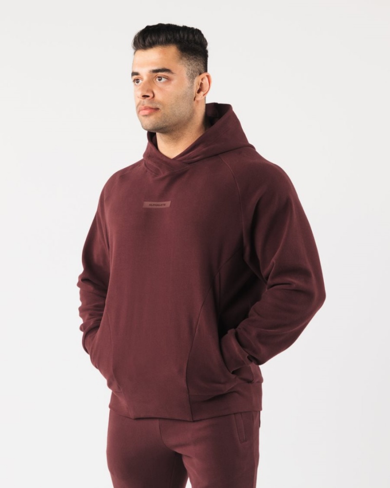 Men's Alphalete Identity Pro Hoodie Hoodie Sangria | 1345-MJTZN