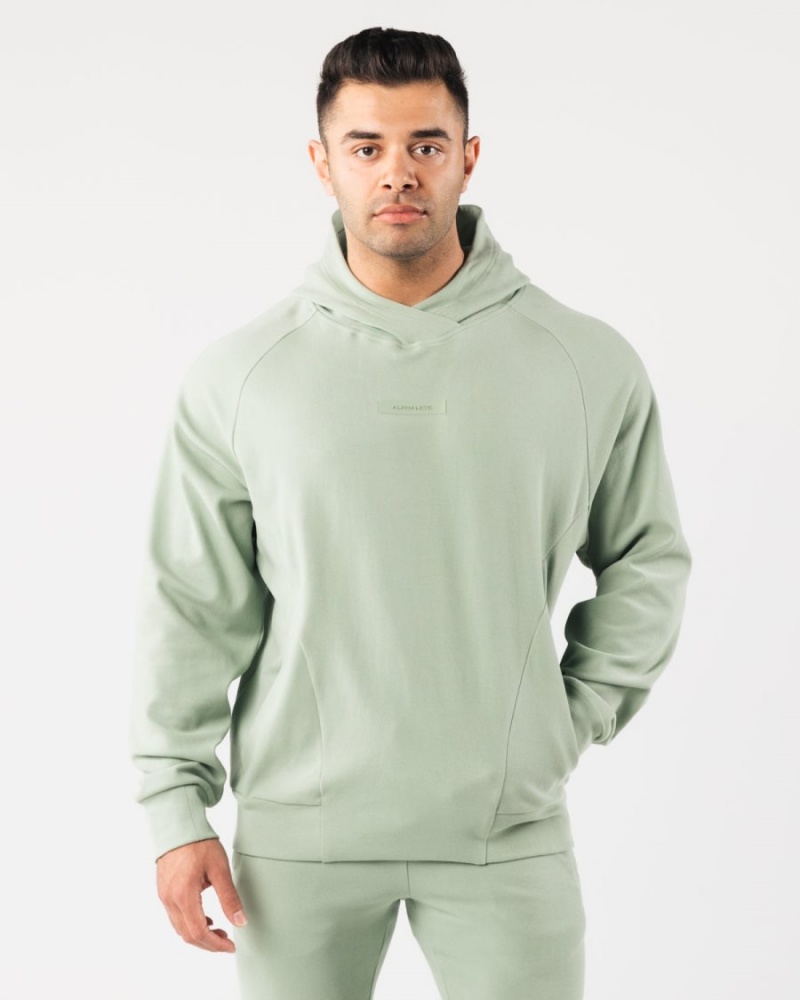 Men\'s Alphalete Identity Pro Hoodie Hoodie Sage | 3204-MYDAB