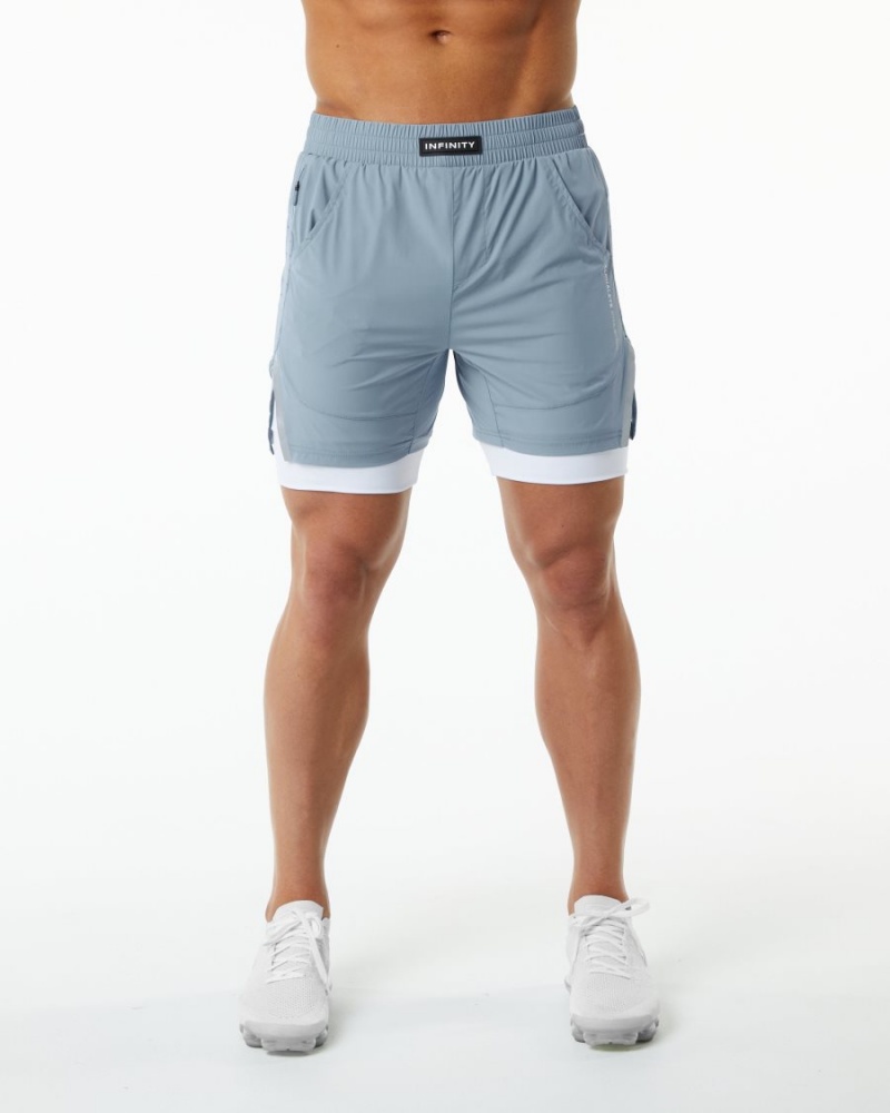 Men's Alphalete Infinity Speed Short 5.5" Shorts Fog Blue | 5340-QHFWP