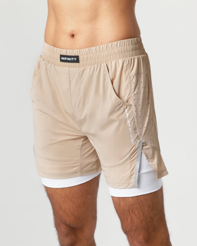 Men's Alphalete Infinity Speed Short 5.5" Shorts Linen | 1402-VHGPI