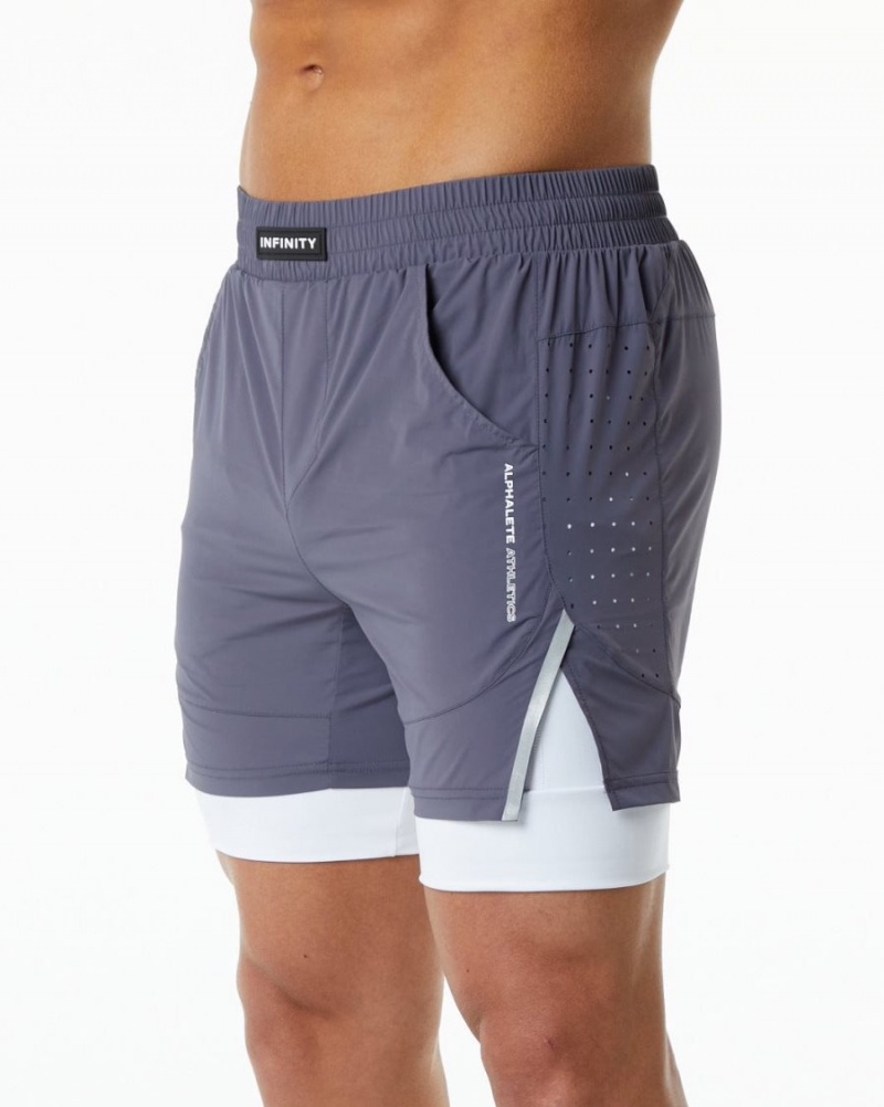 Men\'s Alphalete Infinity Speed Short 5.5" Shorts Muted Purple | 9184-CWBUK