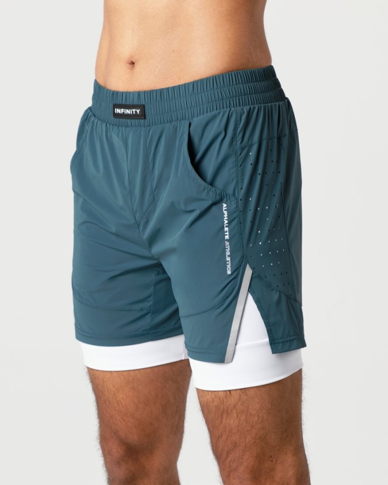 Men's Alphalete Infinity Speed Short 5.5" Shorts Ocean | 9324-ILNJS