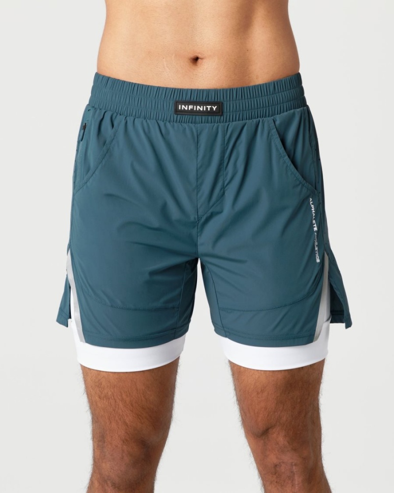 Men\'s Alphalete Infinity Speed Short 5.5" Shorts Ocean | 9324-ILNJS