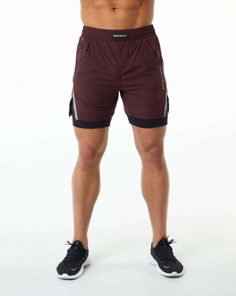 Men's Alphalete Infinity Speed Short 5.5" Shorts Burgundy | 0539-DOAGI