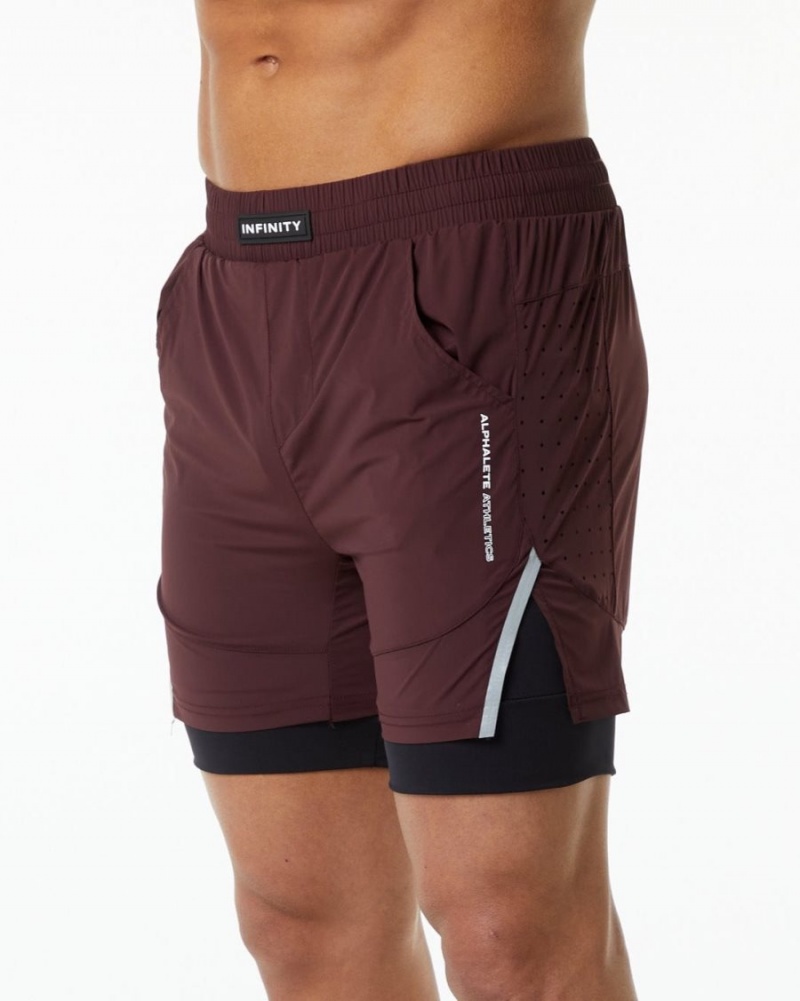 Men\'s Alphalete Infinity Speed Short 5.5" Shorts Burgundy | 0539-DOAGI