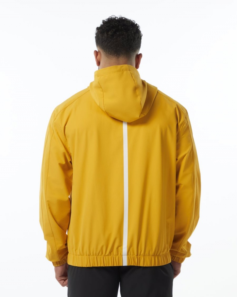 Men's Alphalete Infinity Tech Jacket Jackets Exotic Yellow | 1836-UKBPT