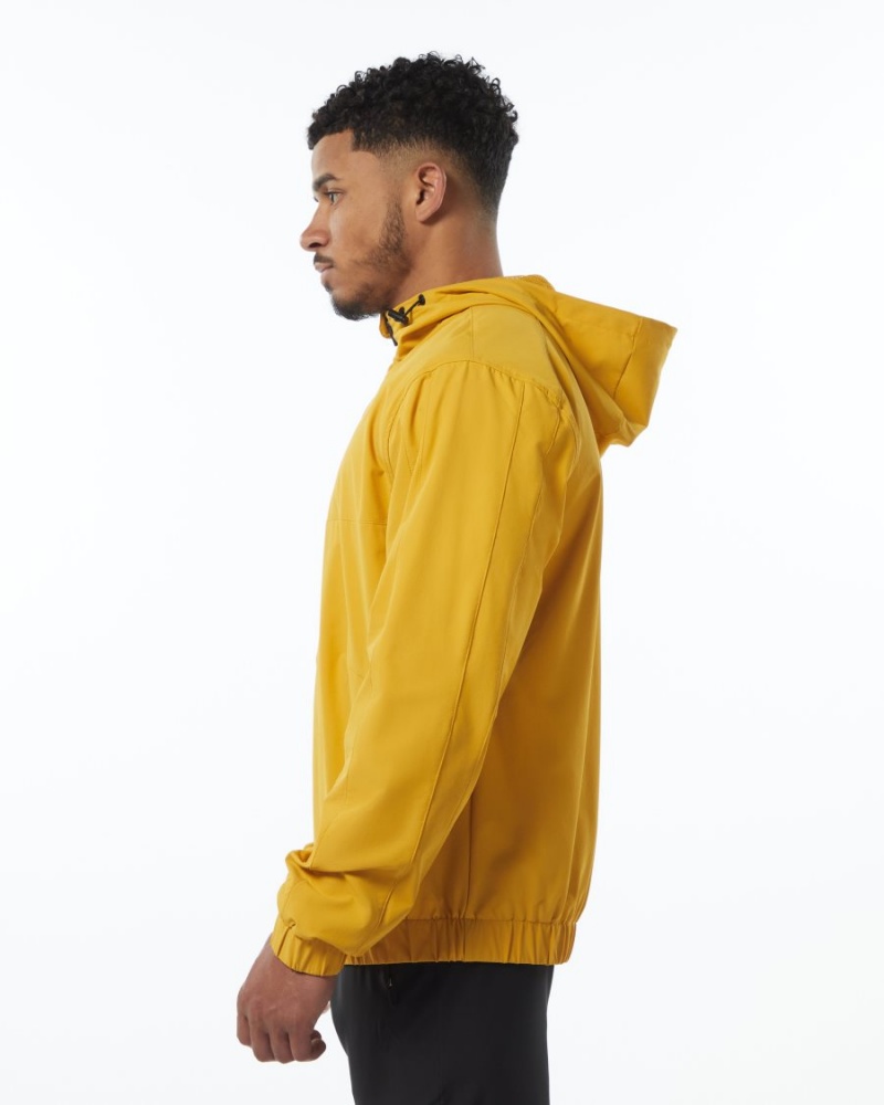 Men's Alphalete Infinity Tech Jacket Jackets Exotic Yellow | 1836-UKBPT