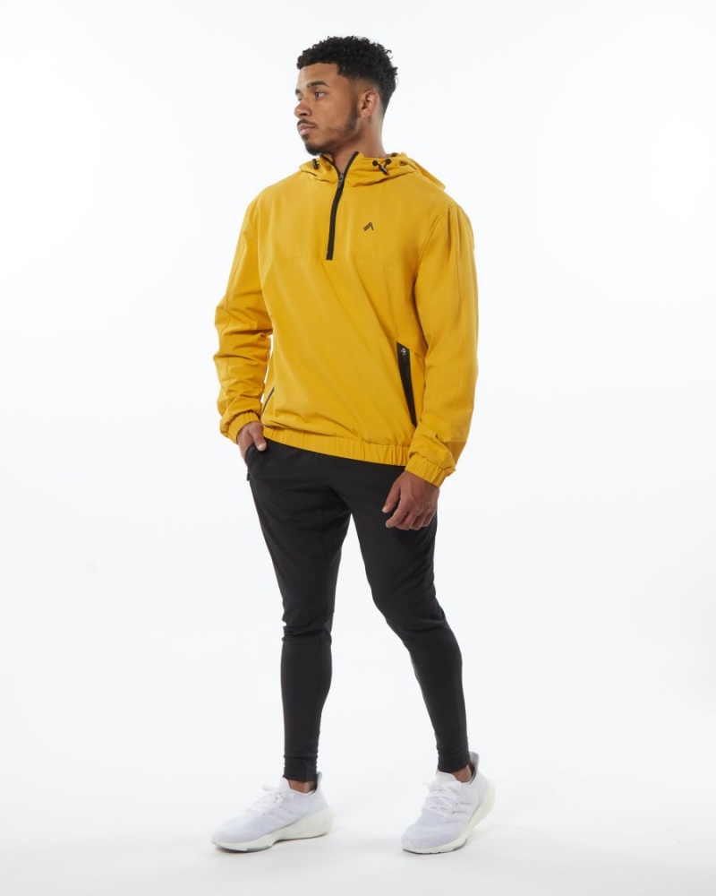 Men's Alphalete Infinity Tech Jacket Jackets Exotic Yellow | 1836-UKBPT