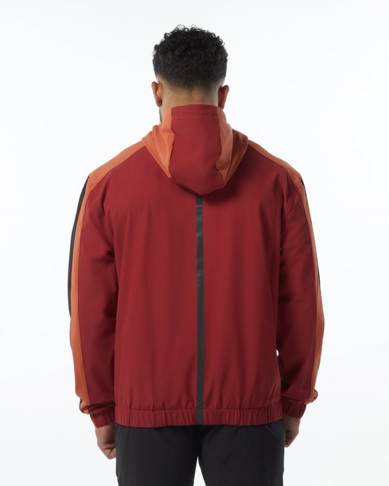 Men's Alphalete Infinity Tech Jacket Jackets Tartan Red | 3405-HKFBE