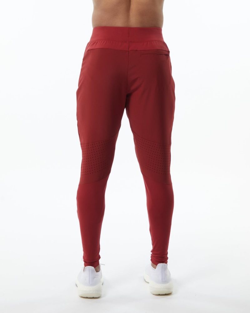 Men's Alphalete Infinity Tech Pant Jogger Tartan Red | 7293-PCJVH