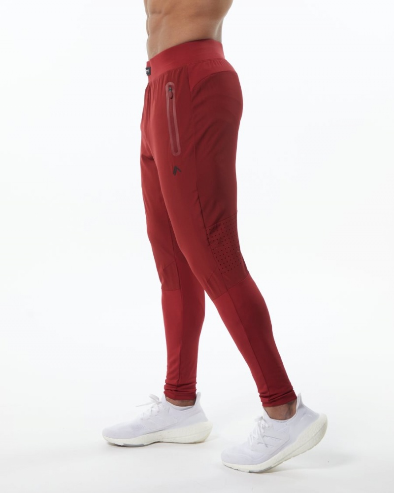 Men's Alphalete Infinity Tech Pant Jogger Tartan Red | 7293-PCJVH