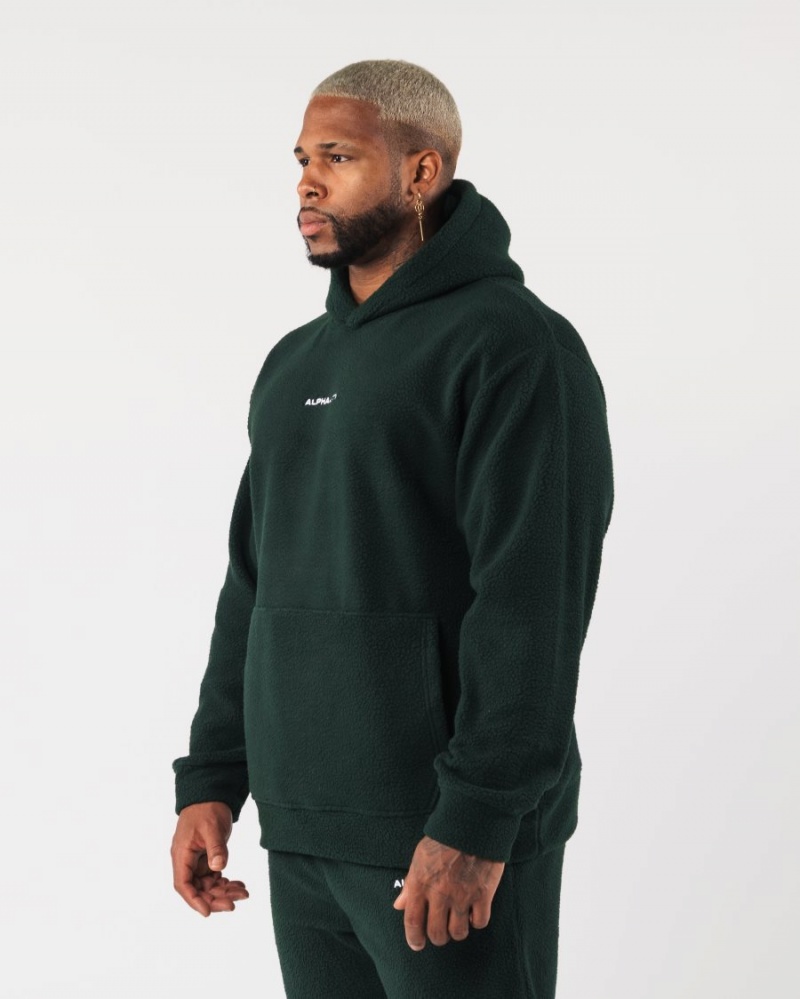 Men's Alphalete King Hoodie Hoodie Evergreen | 3968-MFJWC