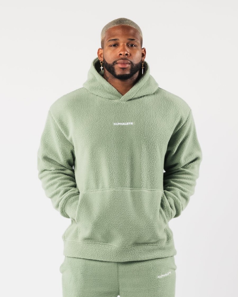 Men\'s Alphalete King Hoodie Hoodie Sage | 3920-AVOXM