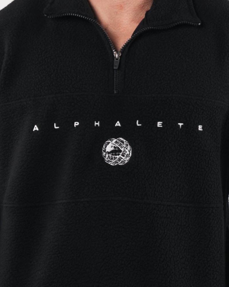 Men's Alphalete King Quarter Zip Jackets Black | 2084-KTHCG