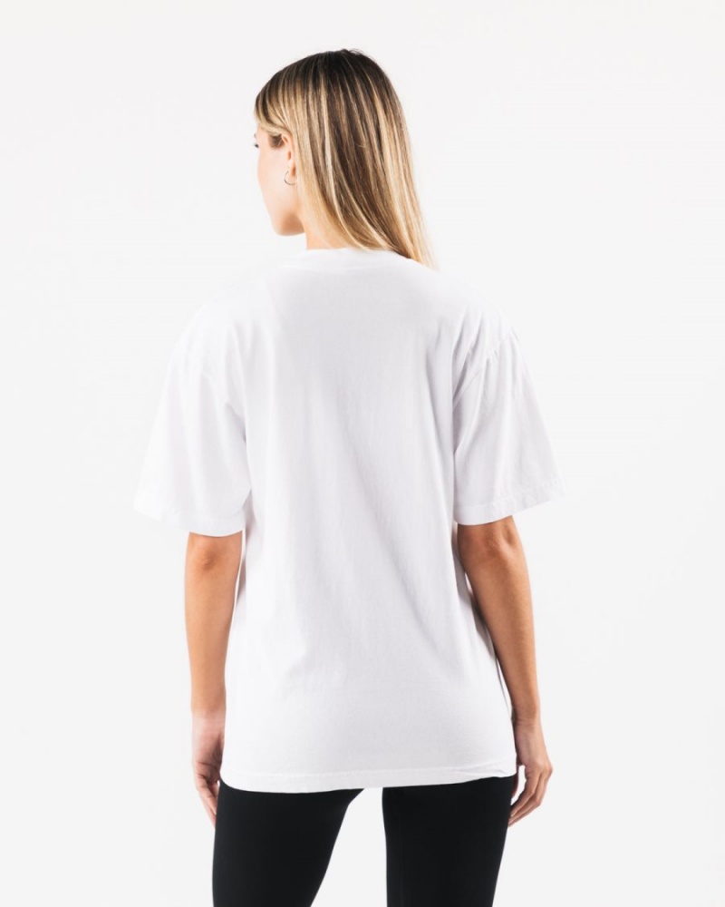 Men's Alphalete LDB More Letter Tee Shirts White | 1980-PLKHE