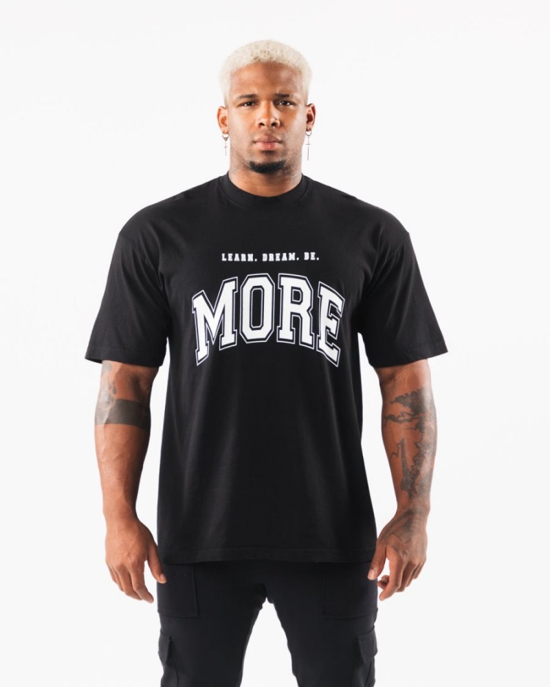 Men's Alphalete LDB More Tee Shirts Black / White | 5670-IAWMS