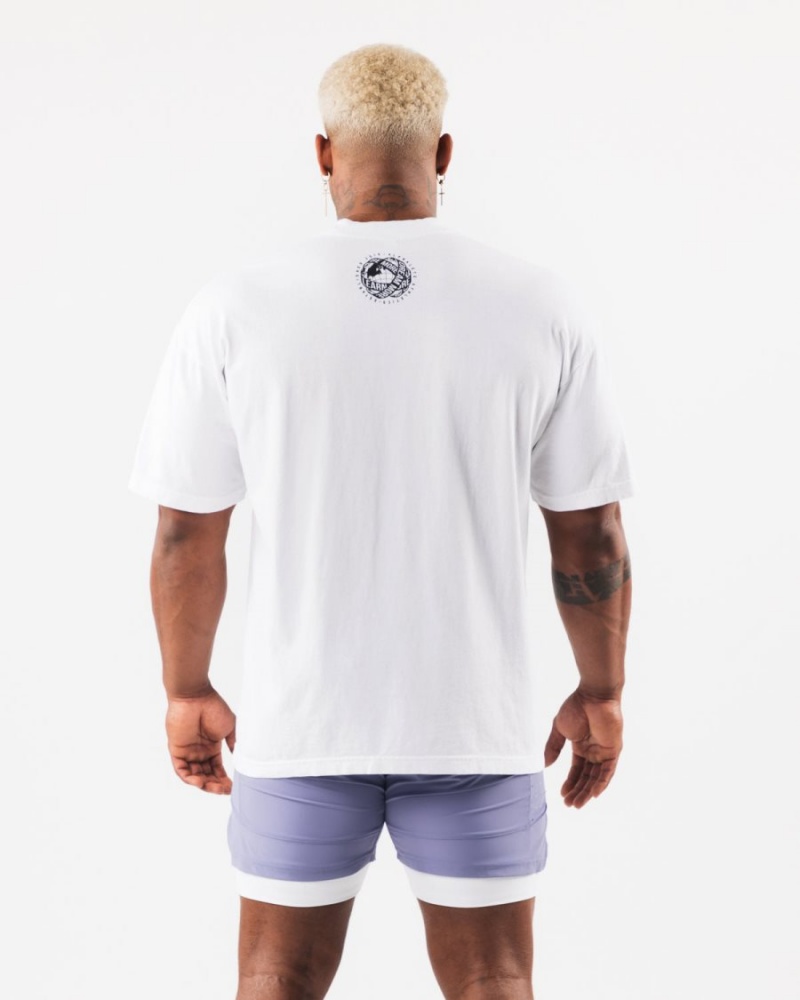 Men's Alphalete LDB More Tee Shirts White Gradient | 4890-CWOBA