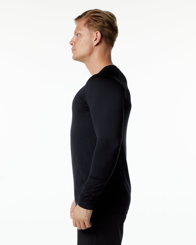 Men's Alphalete Ozone LS Tee Shirts Black | 7852-DJSUM