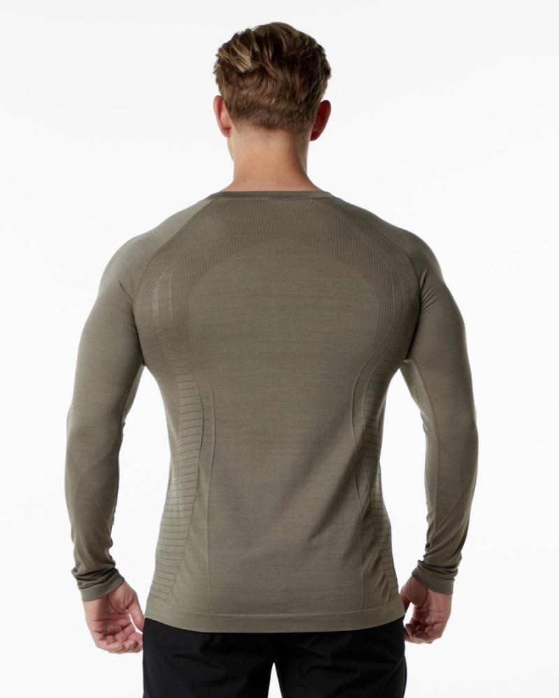 Men's Alphalete Ozone LS Tee Shirts Cedar | 9610-EKODS