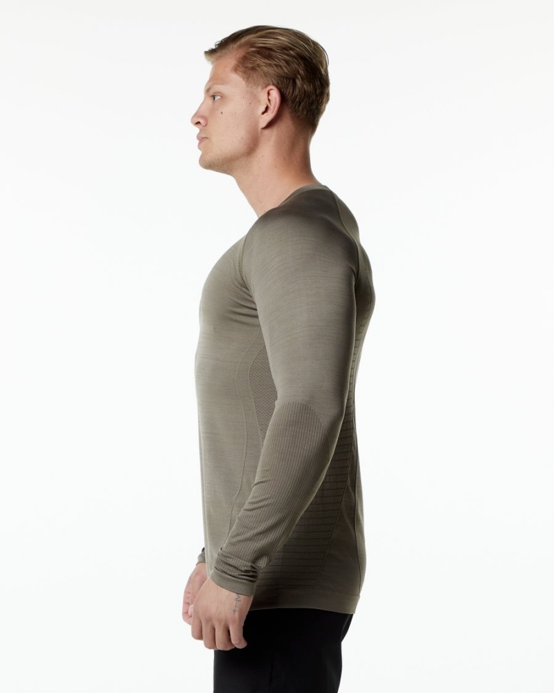 Men's Alphalete Ozone LS Tee Shirts Cedar | 9610-EKODS