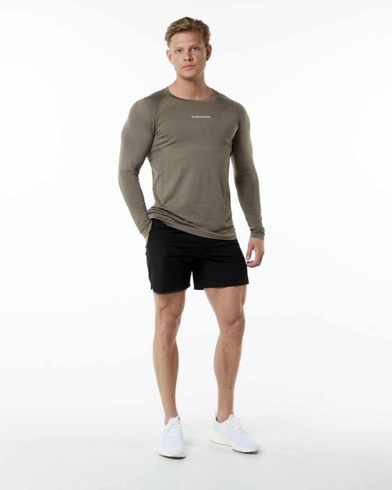 Men's Alphalete Ozone LS Tee Shirts Cedar | 9610-EKODS