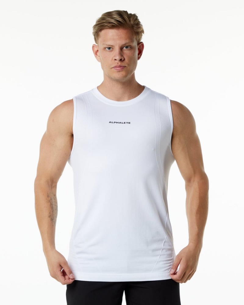 Men\'s Alphalete Ozone Tank Tanks White | 7162-TZFNR