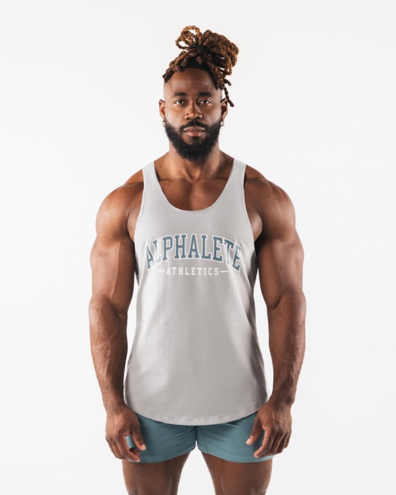 Men\'s Alphalete Paisley Print Raw Cut Tank Tanks Athletic Grey | 7546-EGXOW