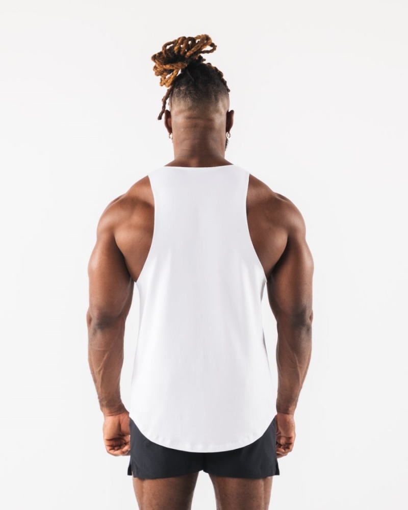 Men's Alphalete Paisley Print Raw Cut Tank Tanks White | 3507-CQVPA