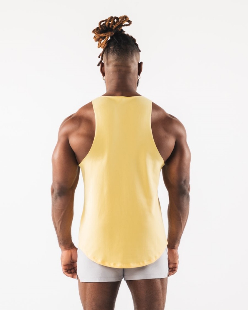 Men's Alphalete Paisley Print Raw Cut Tank Tanks Yellow | 0721-FZKIB