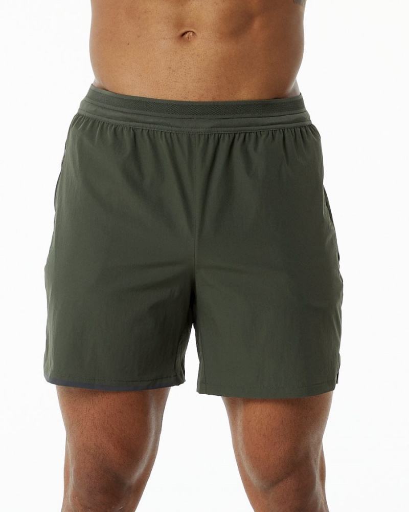 Men\'s Alphalete Studio Short 6" Shorts Olive | 1352-PWSUR