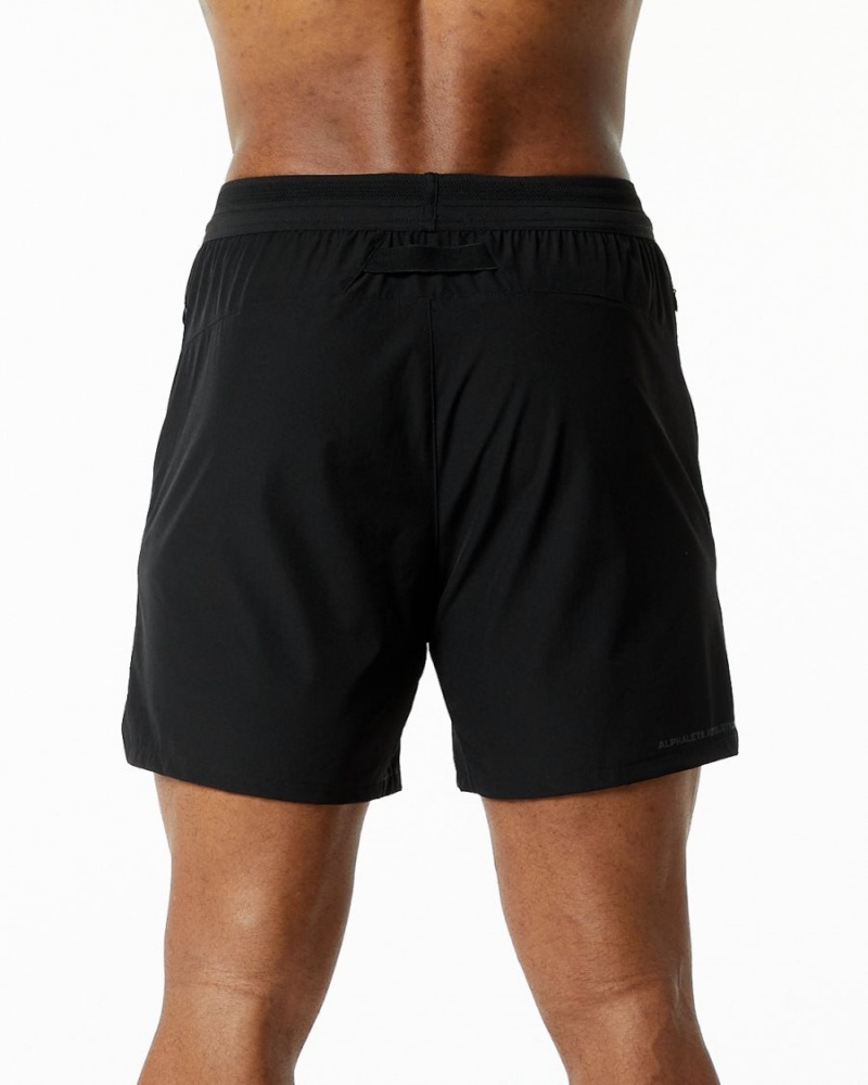 Men's Alphalete Studio Short 6" Shorts Black | 0248-IYPAC