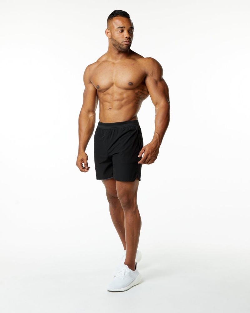 Men's Alphalete Studio Short 6" Shorts Black | 0248-IYPAC