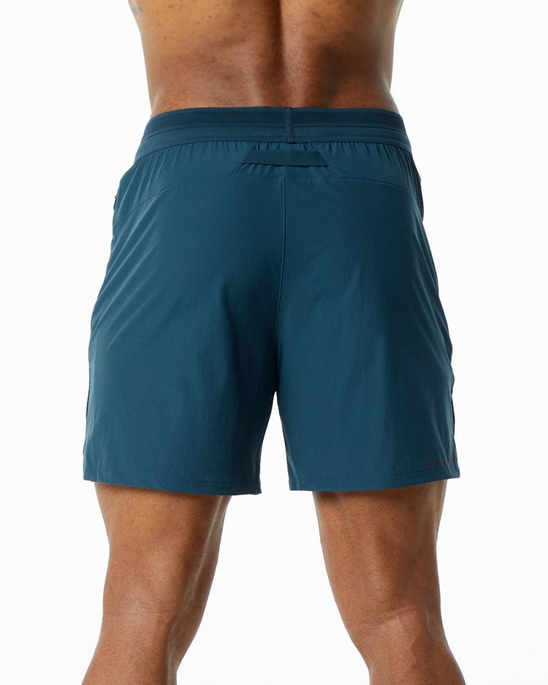 Men's Alphalete Studio Short 6" Shorts Dark Blue | 0681-LDBAS