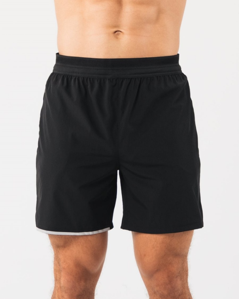 Men\'s Alphalete Studio Short 6" Shorts Black / Silver | 9748-EPGLA