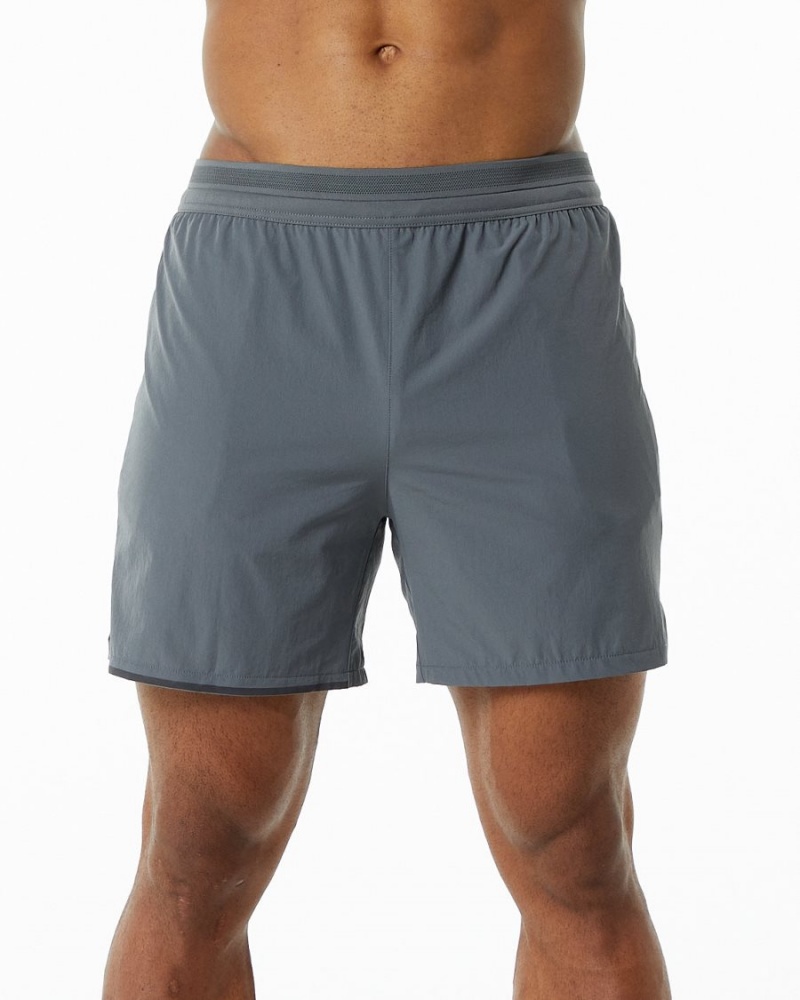 Men\'s Alphalete Studio Short 6" Shorts Medium Grey | 5780-PLEJQ