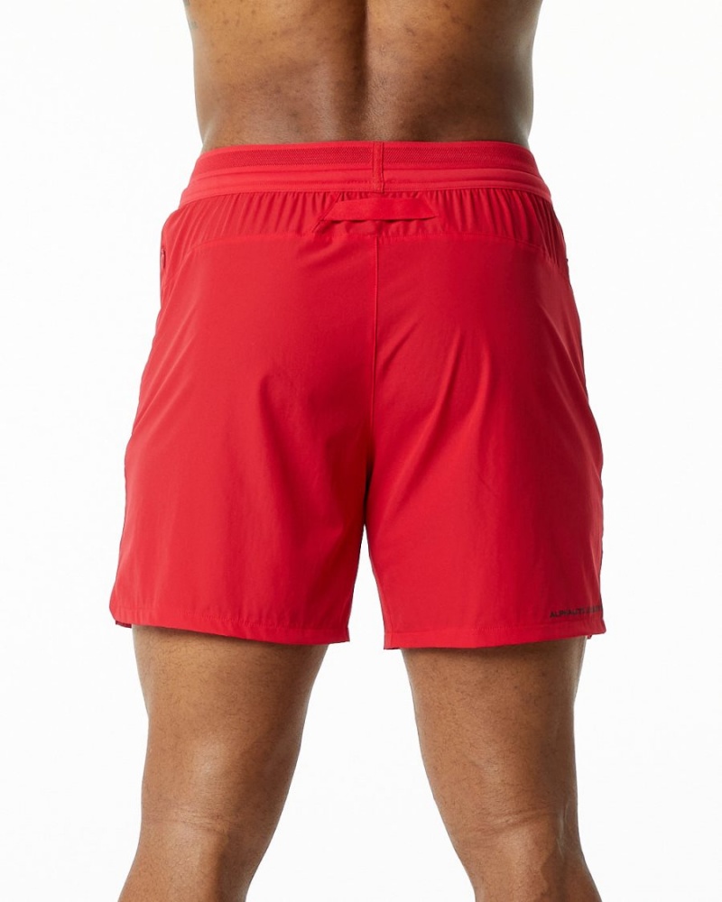 Men's Alphalete Studio Short 6" Shorts Formula Red | 7589-QBUIC